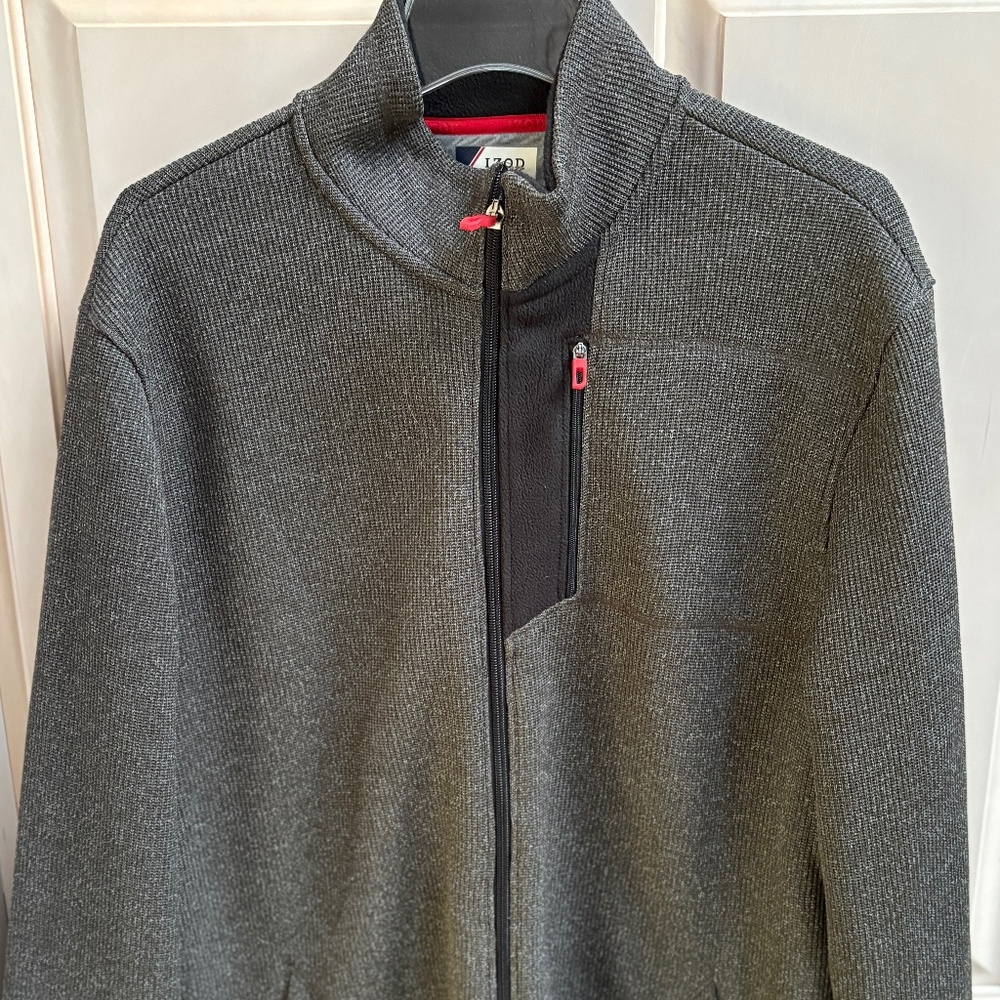 IZOD Performx Men's Gray Zipper Front Active Jacket Size L Large